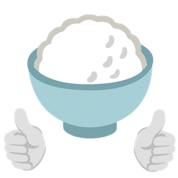 Cooked rice and Thumbs up