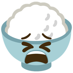 Cooked rice and Tired face