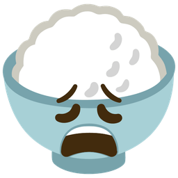 Cooked rice and Weary face