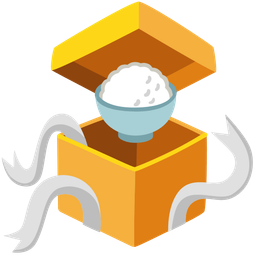 Cooked rice and Wrapped gift