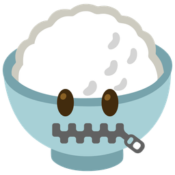 Cooked rice and Zipper-mouth face