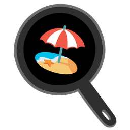 cooking and beach with umbrella