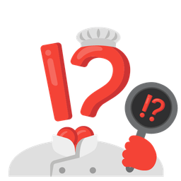 cooking and exclamation question mark