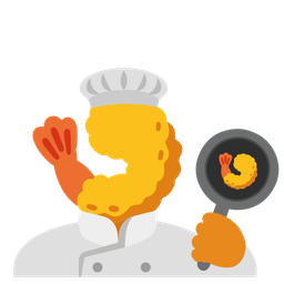 cooking and fried shrimp