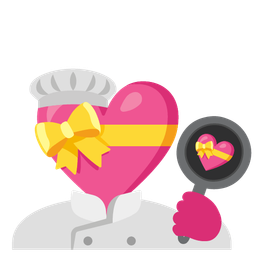 cooking and heart with ribbon