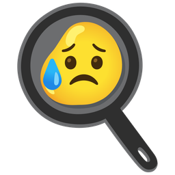 cooking and sad but relieved face