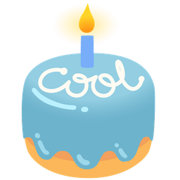COOL button and birthday cake