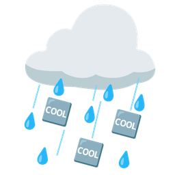 COOL button and cloud with rain
