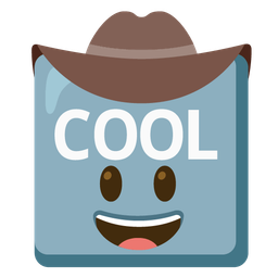 COOL button and cowboy hat face