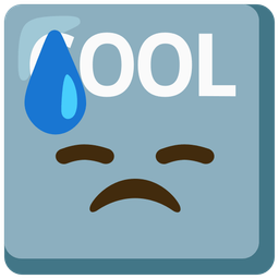 COOL button and downcast face with sweat