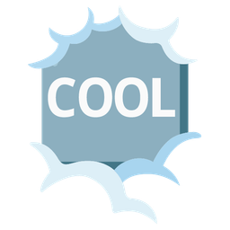 COOL button and face in clouds