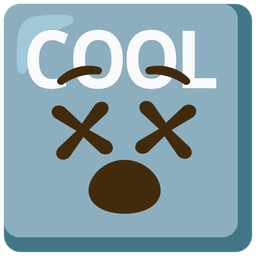 COOL button and face with crossed-out eyes