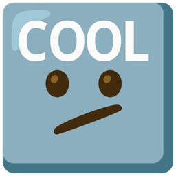 COOL button and face with diagonal mouth