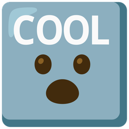 COOL button and face with open mouth