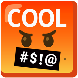 COOL button and face with symbols on mouth