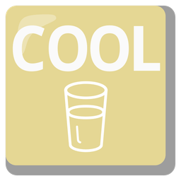 COOL button and glass of milk