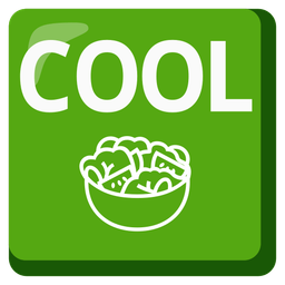 COOL button and green salad