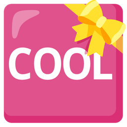 COOL button and heart with ribbon