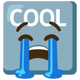 COOL button and loudly crying face