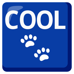 COOL button and paw prints