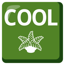 COOL button and potted plant