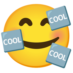 COOL button and Smiling face with hearts