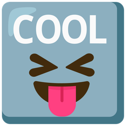 COOL button and Squinting face with tongue