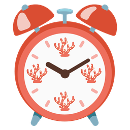 coral and alarm clock