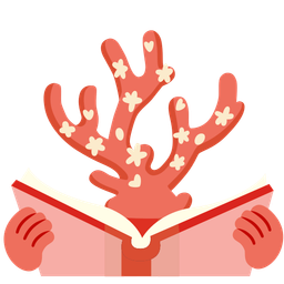 coral and books