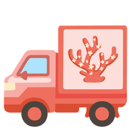 coral and delivery truck