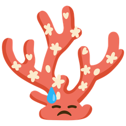 coral and downcast face with sweat