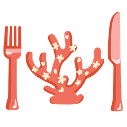 coral and fork and knife with plate