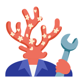 coral and hammer and wrench