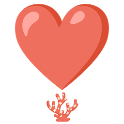 coral and heart exclamation