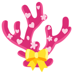 coral and heart with ribbon