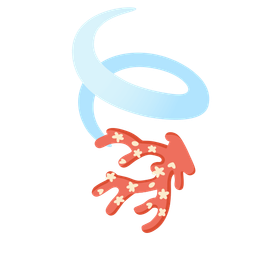 coral and leaf fluttering in wind