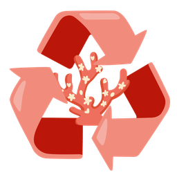coral and recycling symbol