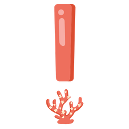 coral and red exclamation mark