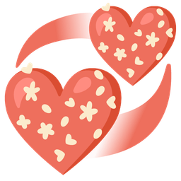 coral and revolving hearts