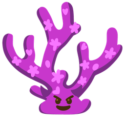 coral and smiling face with horns
