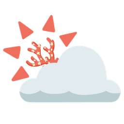 coral and sun behind cloud