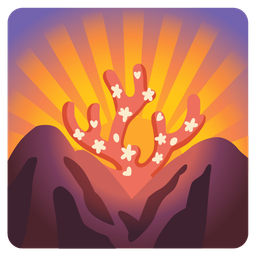 coral and sunrise over mountains