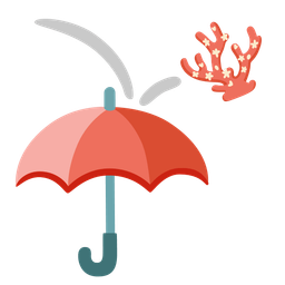 coral and umbrella