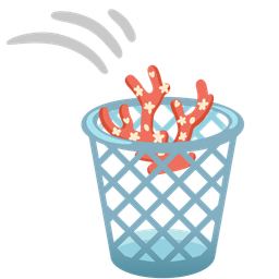 coral and wastebasket