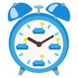 couch and lamp and alarm clock