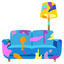couch and lamp and artist palette