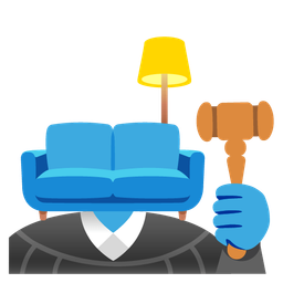 couch and lamp and balance scale