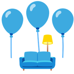 couch and lamp and balloon