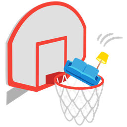 couch and lamp and basketball