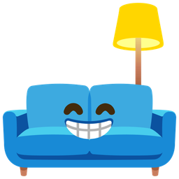 Couch and lamp and Beaming face with smiling eyes